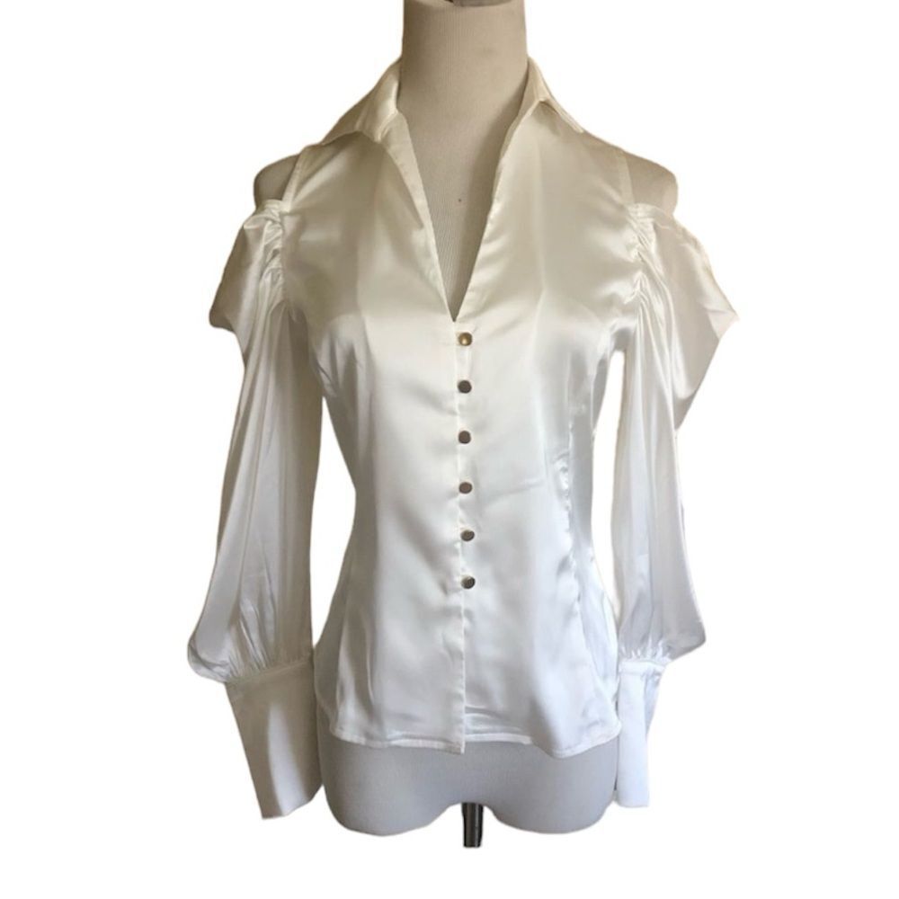 NWT Nylon Apparel satin off shoulders blouse S